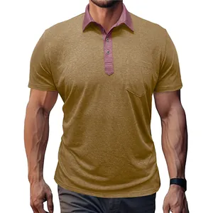 Nahaufnahme des schmal geschnittenen Herren-Poloshirts mit Kontrastkragen und Brusttasche