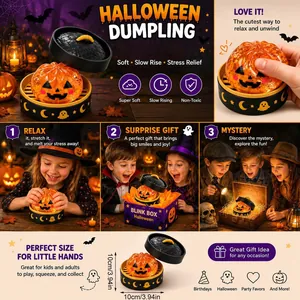 Halloween pumpkin squishy toy set in black steamer basket for stress relief gifts