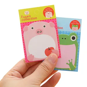 Cute cartoon animal shaped sticky notes featuring pig and frog designs for school and office