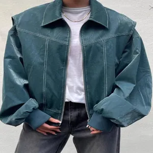 Giacca oversize da donna in stile vintage americano con colletto a rever e cerniera