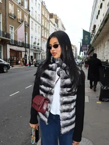 Elegant women's faux fur patchwork long sleeve coat for chic winter warmth street fashion