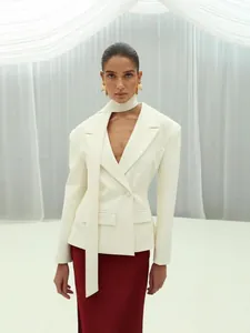 Damen Schal Revers Blazer Jacke Polyester Einfarbig Einzelknopf Slim Fit Büro Alltag Elegant Pendler Top Oberbekleidung