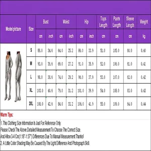 Detailed size chart for sexy knit fringe fashion set with multiple measurements