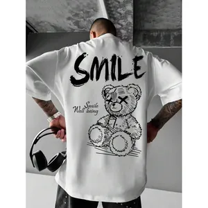 Heren Casual Katoen T-Shirt Smile Beer Grafische Print Korte Mouw Loose Streetwear Retro Top