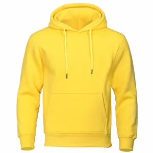 Felpa con cappuccio in pile giallo brillante con coulisse e tasca a marsupio
