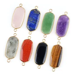 Selection of 16x40mm natural stone and crystal pendant connectors for DIY jewelry