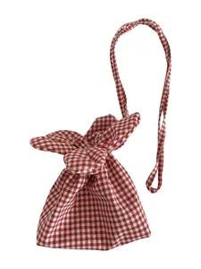 Cute red and white checkered gingham crossbody pouch bag for phone and small items