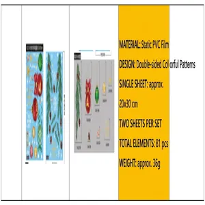 Gedetailleerde specificaties voor kerstvensterstickers van PVC met blauw thema