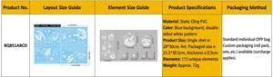 Detailoverzicht van kerst raamstickers met afmetingen en materiaal specificaties.