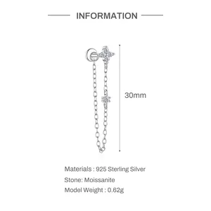 Detailed specifications of S925 sterling silver flower earring with moissanite