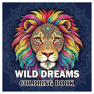 Wild Dreams Mandala Löwen Malbuch für Erwachsene mit lebhaften kreativen Illustrationen.