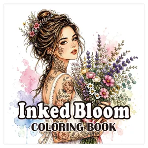 Detailliertes Malbuch für Erwachsene Inked Bloom mit kreativen floralen Tattoo-Motiven