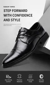 Vista laterale professionale di scarpe business in pelle nera da uomo con stringhe