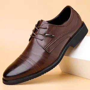 Scarpe Business da Uomo in Pelle Stile Britannico Derby Formali Stringate Punta Affusolata Dettagli Brogue Pelle Ufficio Matrimonio