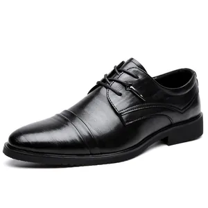Scarpe da ufficio classiche nere da uomo con punta a punta e lacci professionali