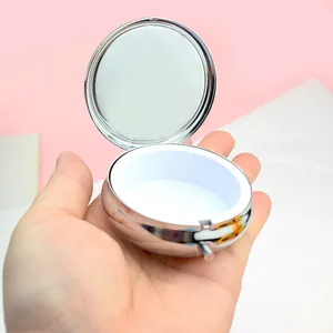 Mini boîte à pilules portable en métal avec miroir intérieur pour bijoux ou médicaments