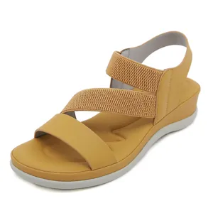 Sandales Compensées Mode pour Femmes Été Brides Croisées Élastiques Semelle Épaisse Chaussures de Plage Sandales Décontractées