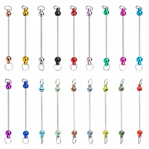 Metal DIY Beading Rod Keychain Accessory Gradient Colored Bead Ends Electroplated Metal Threaded Rod For Handcraft Jewelry Making Findings Accessory