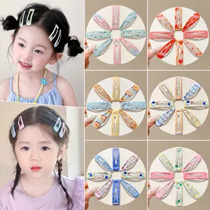 Cute colorful children snap hair clips with various patterns for girls hair styling
