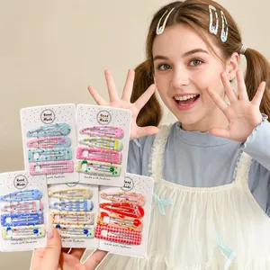 Colorful children's BB hair clips with cute patterns for girls hair styling