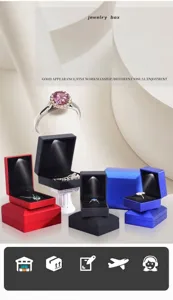 Premium detailed view of LED light jewelry boxes in red, black, and blue finishes