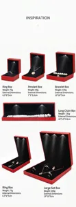 Luxury red LED jewelry box collection for rings pendants and necklaces with dimensions