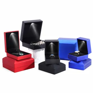 Premium LED jewelry box set for rings and necklaces featuring automatic spotlight