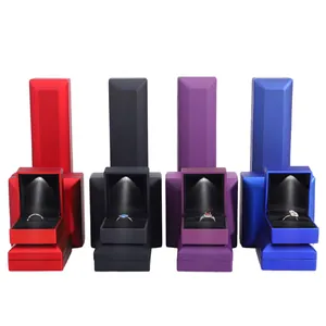 Premium LED lighted jewelry ring gift boxes in red, black, purple and blue matte finish