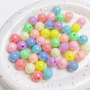 16mm colorful UV plated iridescent acrylic beads for DIY handmade jewelry crafting