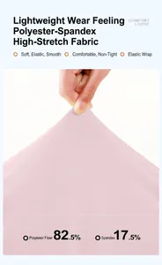 Detail of pink high-elasticity yoga top fabric showing 82.5% polyester and 17.5% spandex