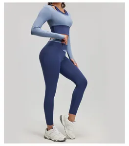 Vue détaillée d'un ensemble de yoga deux pièces pour femmes avec haut et legging
