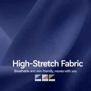 Gros plan détaillé du tissu poly-spandex bleu marine hautement extensible pour yoga
