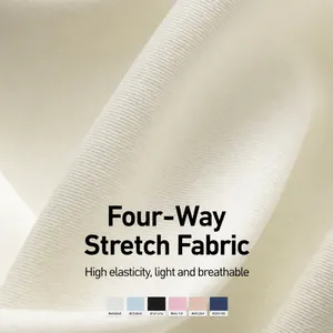 White four-way stretch athletic fabric detail with breathable texture and color swatches
