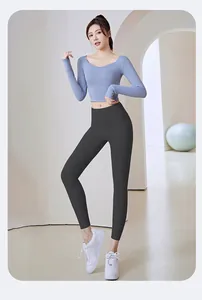 Slim fit breathable yoga set with built-in bra top and high waist leggings