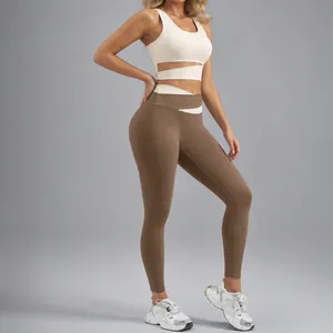 Conjunto de fitness de yoga profesional de cintura alta con 10 opciones de color