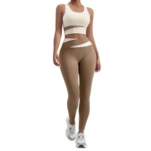 Conjunto de yoga de dos piezas con sujetador deportivo y leggings para el gimnasio