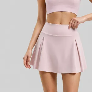 Gonna da Tennis Plissettata a Vita Alta da Donna Con Tasche Gonna-pantalone Sportiva Anti-Esposizione Poliestere Corsa Fitness