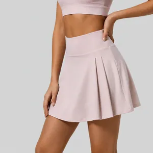 Gonna sportiva a pieghe a vita alta con tasche e fodera anti-riflesso per tennis in rosa