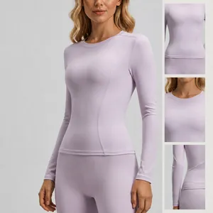 Top da yoga lilla lavanda a maniche lunghe slim fit per corsa e fitness allenamento donna