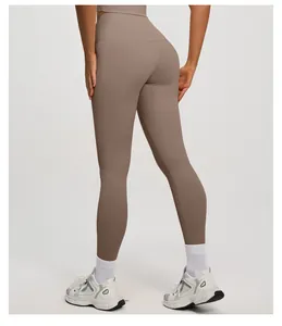 Vue arrière de leggings de yoga sans couture à taille haute avec effet push-up fessier