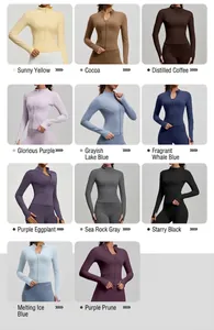 Slim fit sports yoga jacket available in multiple solid colors for fitness and running