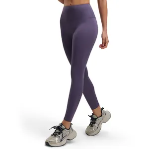 Legging de yoga violet à taille haute pour femme avec sensation nue sans couture pour sport