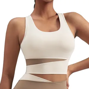 Soutien-gorge de sport contrasté à fort impact avec patchwork en maille pour le yoga