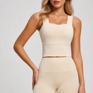 Nahtloser, stoßfester Yoga-Sport-BH mit breiten Trägern für Fitness und Laufen