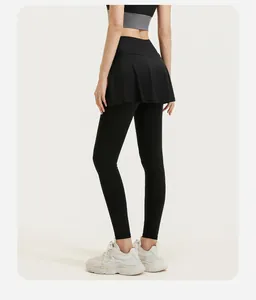 Leggings da yoga 2 in 1 a vita alta con gonnellino per sport, fitness e allenamento