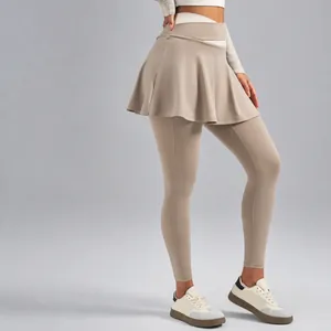 Legging jupe de yoga bicolore à taille haute pour le fitness et la course féminine
