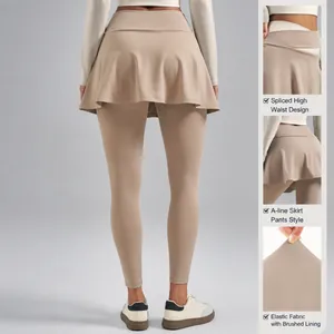 Legging jupe de yoga taille haute pour femmes avec jupe trapèze et tissu élastique