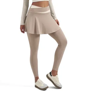 Legging de yoga 2 en 1 taille haute avec jupe pour fitness sport et entraînement