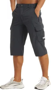 Men's summer breathable charcoal gray casual cargo shorts with utility side pockets