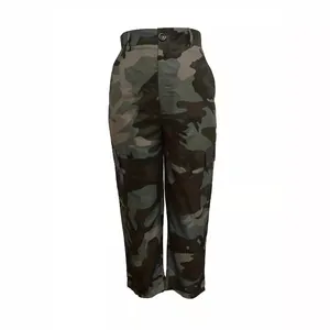 Women's high-waisted camouflage cargo pants with multi-pocket street style design.